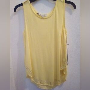 Jennifer Lopez Yellow Sleeveless Top with Rhinestone Accents Size XS